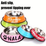Personalized Anti-Slip Stainless Steel Pet Bowl with Custom Name - Non-Tip Dog & Cat Foodu002F Water Dish, Engraved Pet Bowl, Durable Feeder for Puppy, Kitten - Ideal Gift for Pet Lovers