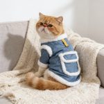 Spring And Autumn Pet Clothing with a Leash Ring, Yellow And Blue Pet Coat, Warm And Comfortable Vest for Cats And Small Dogs, Cat Jumpsuit That Keeps Pets Warm Without Restricting Their Movement, Available in Multiple Colors And Sizes
