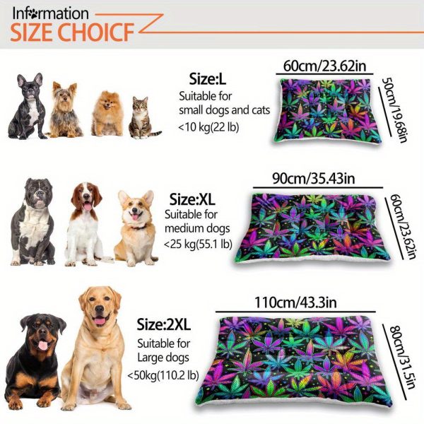 Extra-Large Plush Dog Sofa Bed with Colorful Maple Leaf Digital Print, Machine Washable Dog Bed Suitable for Small, Medium, And Large Dogs, Made of Soft And Breathable Thick Polyester