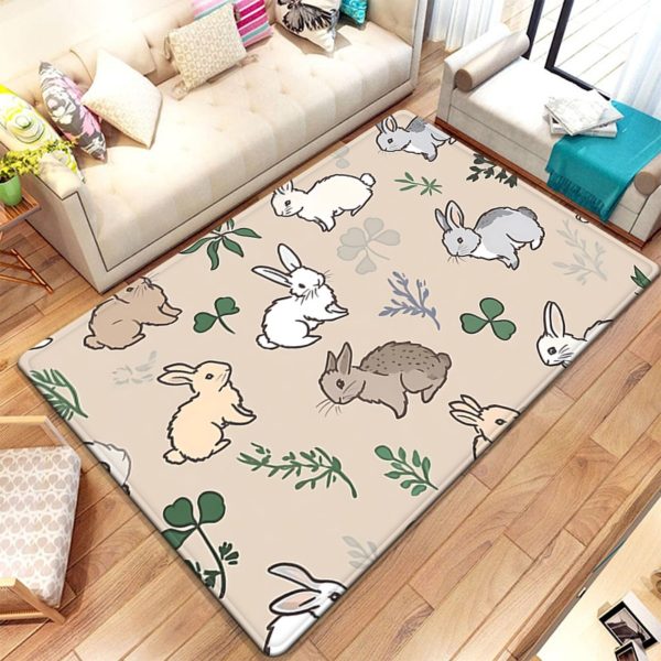 Rabbit-Patterned Pet Mat, Non-Slip, Quick-Drying, Washable for Dog Crates & Dog Beds | Washable Non-Slip Pet Feeding Mat, Kitchen Mat, Yoga Mat, Non-Slip Bathroom Mat, Absorbent Washable Polyester, Suitable for Living Room Entrances, Camping