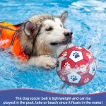 Interactive Training Ball Toy for Pet Dogs with a Strap, Featuring a Red, White, And Blue Paw Print Soccer Design, Includes a Pump for Medium And Small Dogs, Without Battery