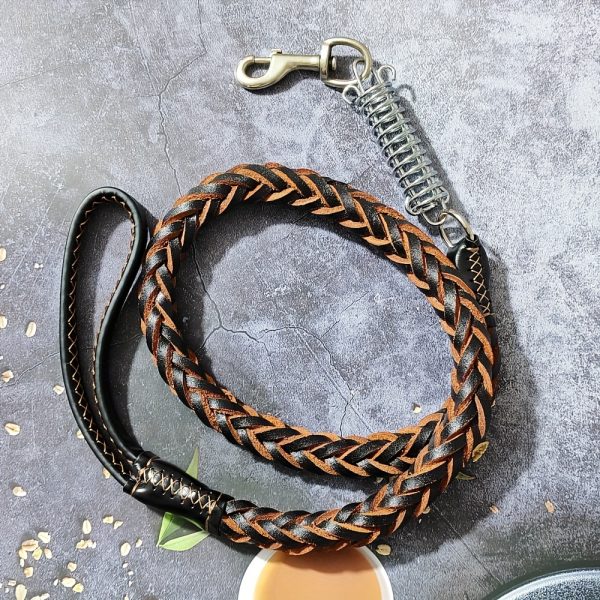 Easter Dog Training Leash for Small to Large Breeds, Eight-Strand Cowhide Braided Lead, Strong Anti-Pull Dog Chain, Pet Supplies
