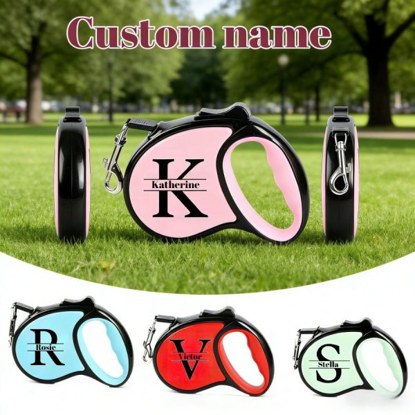 1pc Retractable Dog Leash - Customizable Name with Self-Defined Letter Design - Ergonomic Handle - 196.85inch Anti-Tangle Dog Leash - Made of Durable PP Material and Strong Nylon Strap, Available in Six Colors - Suitable for Small Dogs - A New Year's