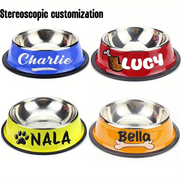 Personalized Anti-Slip Stainless Steel Pet Bowl with Custom Name - Non-Tip Dog & Cat Foodu002F Water Dish, Engraved Pet Bowl, Durable Feeder for Puppy, Kitten - Ideal Gift for Pet Lovers