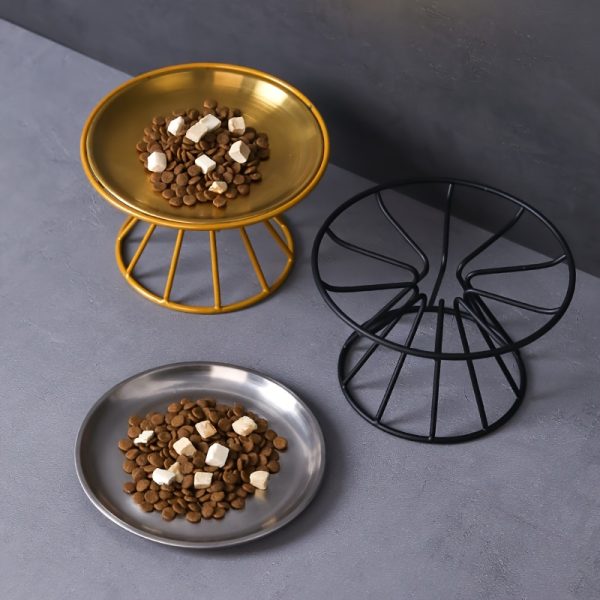 Anti-Flipping Cat Food Bowl Nordic Cat Bowl Pet Bowl Tall Iron Stand Stainless Steel Cat Food Bowl Snack Can Plate Anti-Cervical Spondylosis
