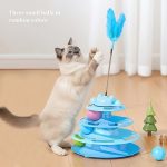 1 Set Cat Turntable Toy Self-Entertainment Boredom Relief Cat Stick Turntable Ball Cat Toy Feather Small Kitten Pet Puzzle Toy, Cat Interactive Rotating Toy (Ball Color Random), Without Battery