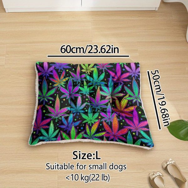 Extra-Large Plush Dog Sofa Bed with Colorful Maple Leaf Digital Print, Machine Washable Dog Bed Suitable for Small, Medium, And Large Dogs, Made of Soft And Breathable Thick Polyester