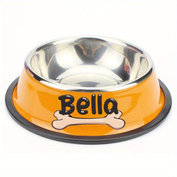 Personalized Anti-Slip Stainless Steel Pet Bowl with Custom Name - Non-Tip Dog & Cat Foodu002F Water Dish, Engraved Pet Bowl, Durable Feeder for Puppy, Kitten - Ideal Gift for Pet Lovers