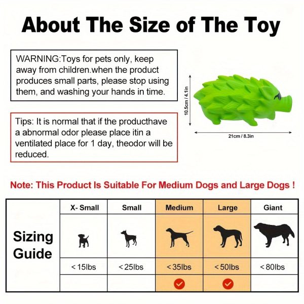 One Large Hedgehog-Shaped Latex Chew Toy for Dogs, Featuring a Squeaker And Designed for Medium to Large Breeds to Help with Teeth Grinding, Without Battery
