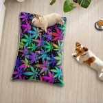 Extra-Large Plush Dog Sofa Bed with Colorful Maple Leaf Digital Print, Machine Washable Dog Bed Suitable for Small, Medium, And Large Dogs, Made of Soft And Breathable Thick Polyester