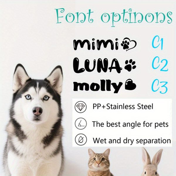 Personalized Pet Bowl with Custom Name, Non-Slip And Spill-Proof Stainless Steel Interior, Easy to Clean, Suitable for Dogs And Cats, in Pink And Mint Green, a Great Gift for Pet Lovers