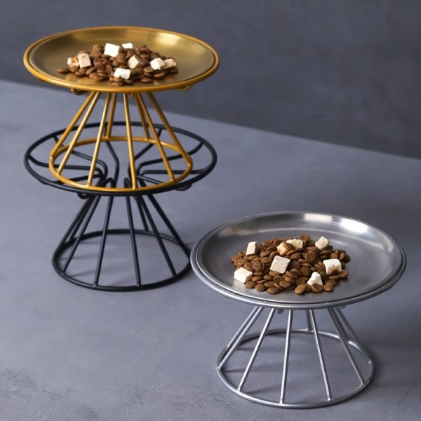 Anti-Flipping Cat Food Bowl Nordic Cat Bowl Pet Bowl Tall Iron Stand Stainless Steel Cat Food Bowl Snack Can Plate Anti-Cervical Spondylosis