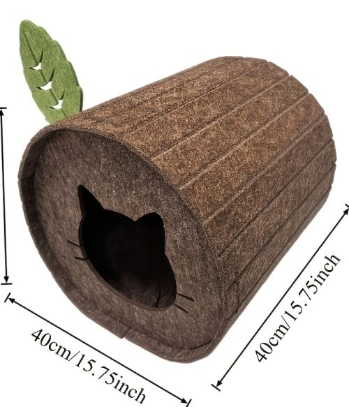 1pc Stump-Shaped Cat Bed, Three-Dimensional Semi-Enclosed Hideout House, Wear-Resistant, Scratch-Resistant, and Durable, Non-Stick Hair, Easy to Clean, Multi-Functional and Foldable, Easy to Store, Indoor Cat Resting Pet Supply