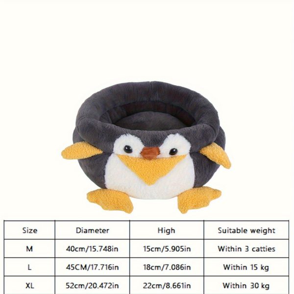 1pc Cozy Penguin Cat Bed - Soft Polyester Sleeping Pad for All Seasons, Warmth, Deep Sleeping, White with Black Accents, Perfect for Indoor Cats, Cozy Cat Bed | Playful Design | Soft Polyester Bed