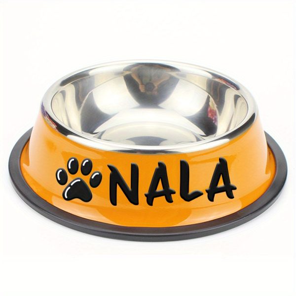Personalized Anti-Slip Stainless Steel Pet Bowl with Custom Name - Non-Tip Dog & Cat Foodu002F Water Dish, Engraved Pet Bowl, Durable Feeder for Puppy, Kitten - Ideal Gift for Pet Lovers